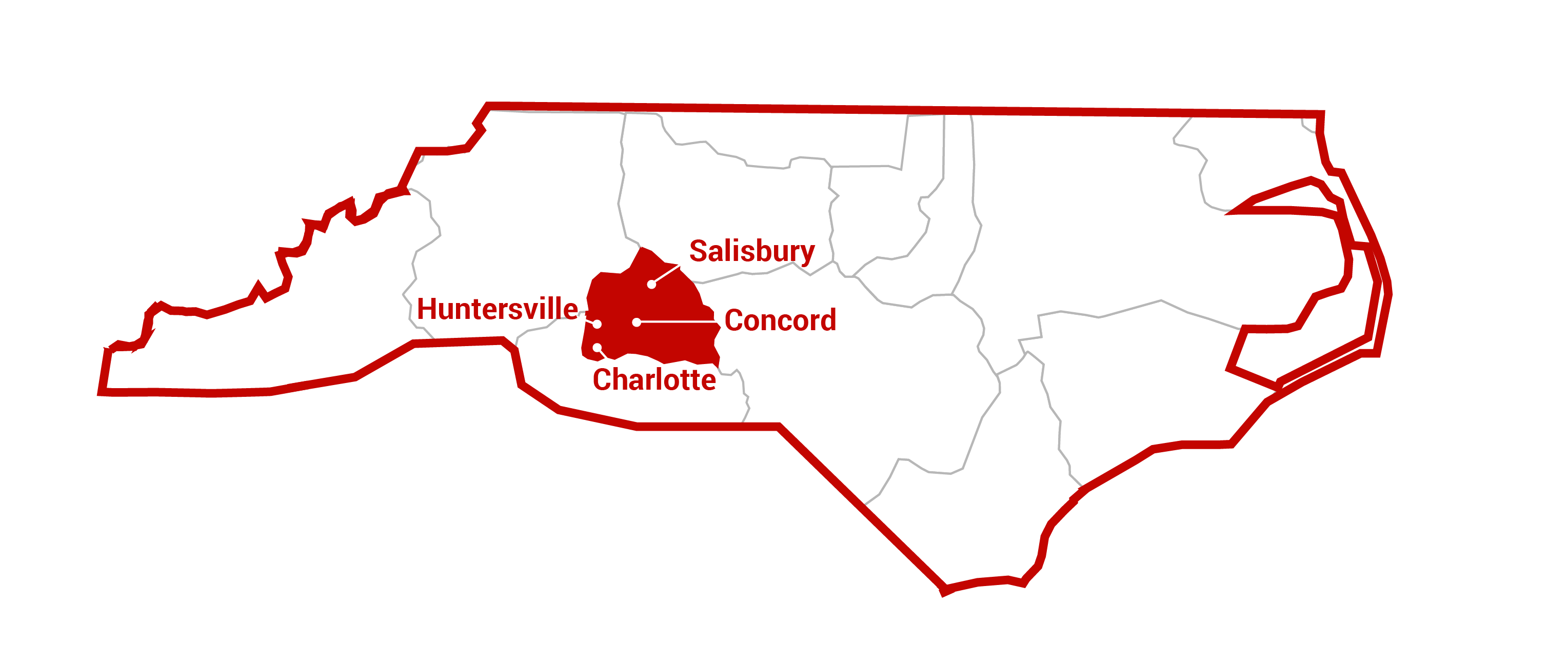 Charlotte North area service map