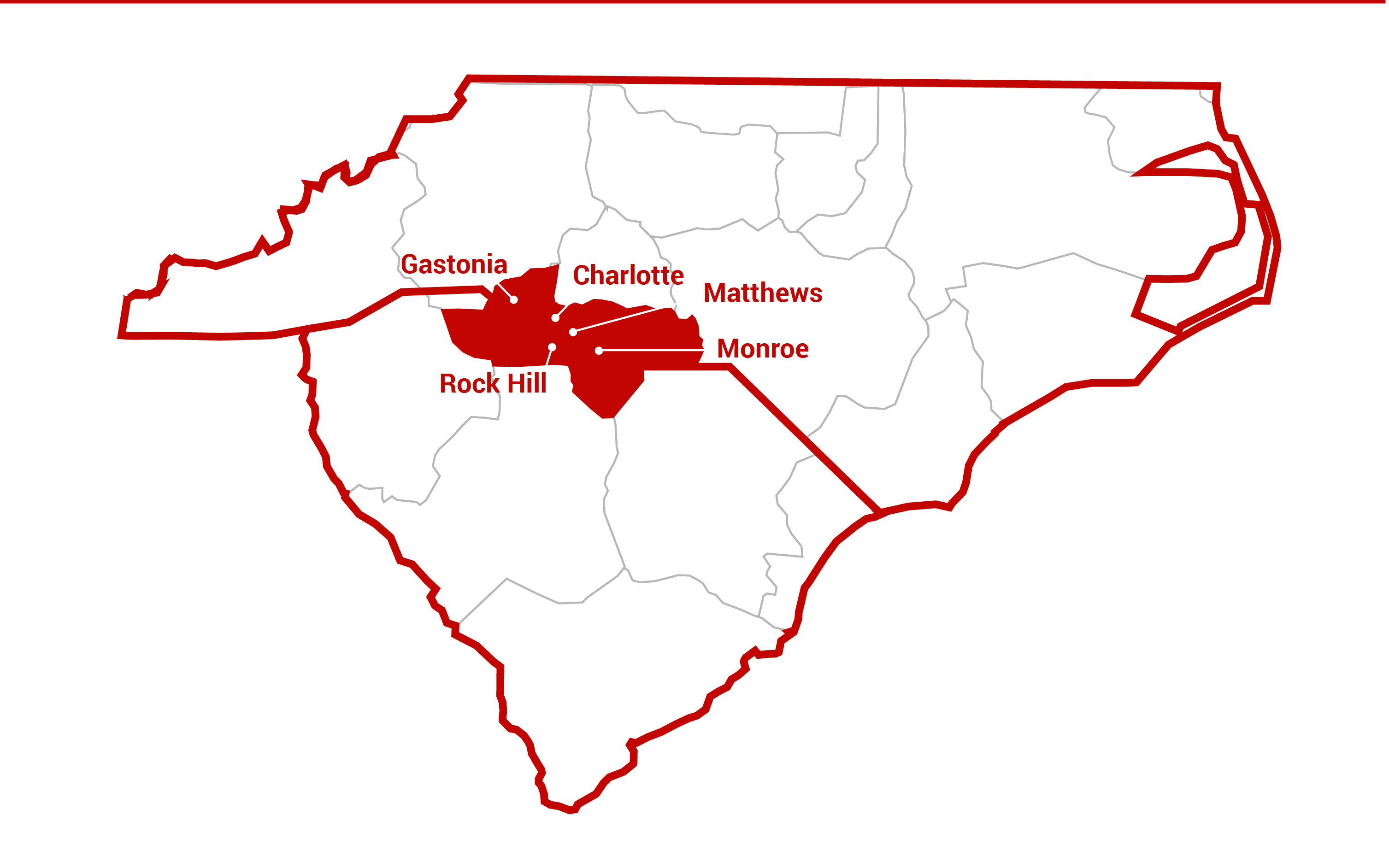 Dodson Pest Control Charlotte NC South Service Region Map