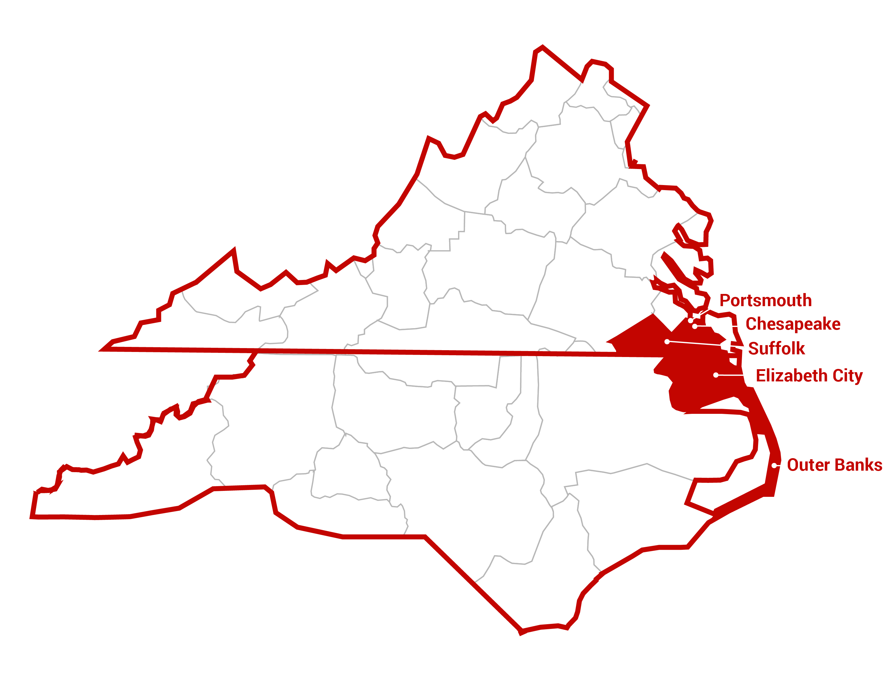 Chesapeake area service map