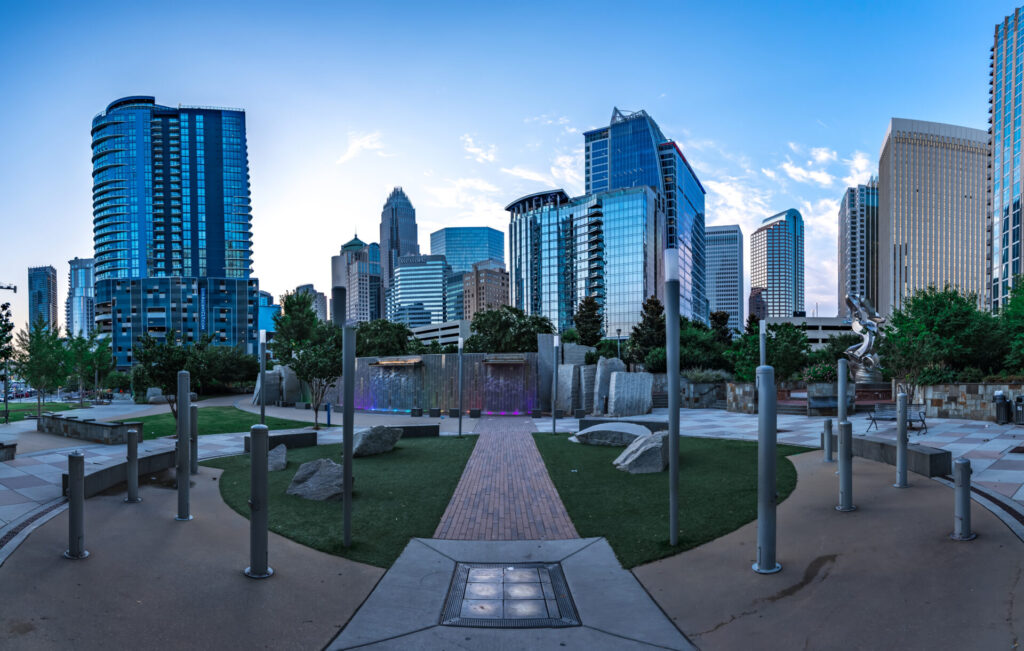 Charlotte north carolina skyline from romare bearden park