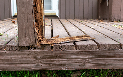 wood damage caused by rotting and termites